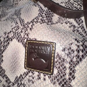 Dooney & Bourke Brown and Cream Snake Print Shoulder Bag